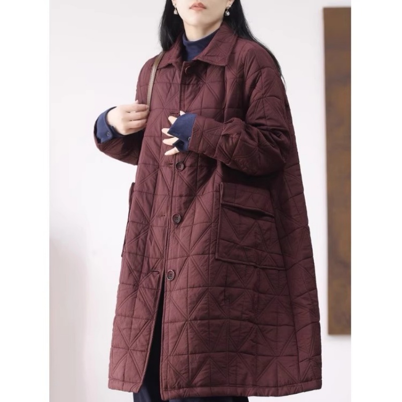 Women'S Fashion Quilted Jacket - เสื้อแจ็คเก็ตน้ำหนักเบาสำหรับผู้หญิง ความยาวปานกลาง ทรงหลวม อุ่นสบาย แฟชั่นเสื้อคลุมกันหนาว สีพื้นเรียบหรู
