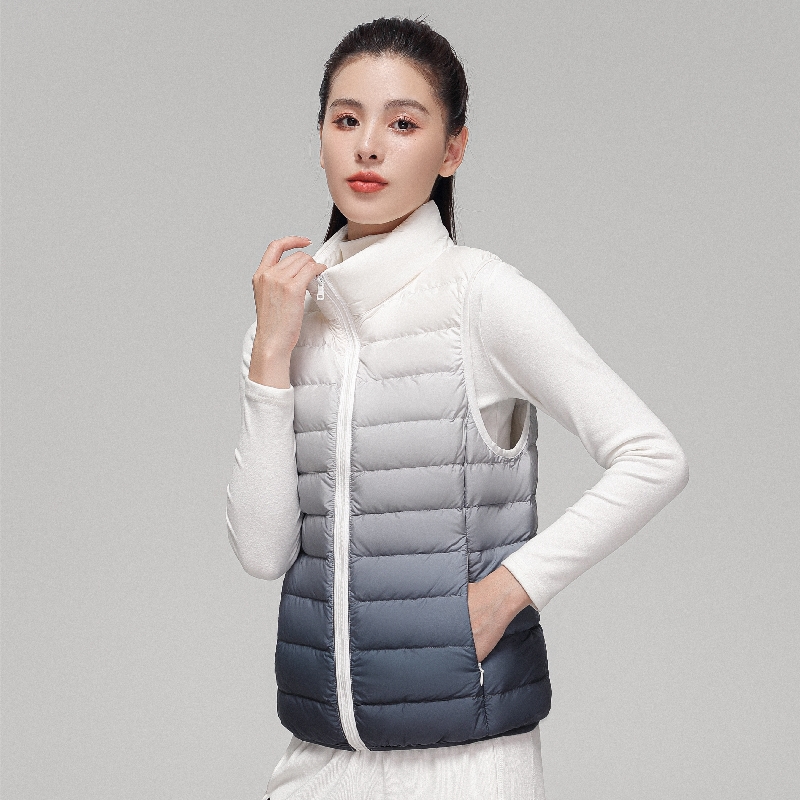 Puffer Vest Fashion Women - แฟชั่น Gradient Ultra Light Down เสื้อกั๊ก2022ฤดูใบไม้ผลิ/ฤดูใบไม้ร่วงหญิงใหม่