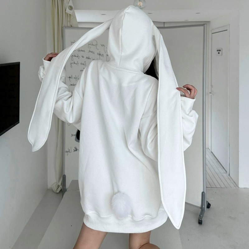 Women'S Fashion Zip Up Hoodies - เสื้อฮู้ดแขนยาวลายกระต่ายคาวาอี้หูใหญ่พิเศษ สไตล์ Y2K แฟชั่นฤดูใบไม้ร่วง 2026 เสื้อฮู้ดซิปโอเวอร์ไซส์