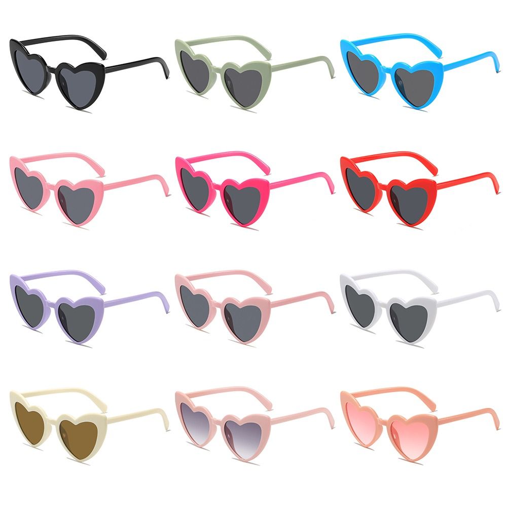 Women Fashion Glasses - แว่นกันแดดรูปหัวใจ ป้องกันรังสียูวี วินเทจ ทันสมัย สีชมพู แฟชั่น