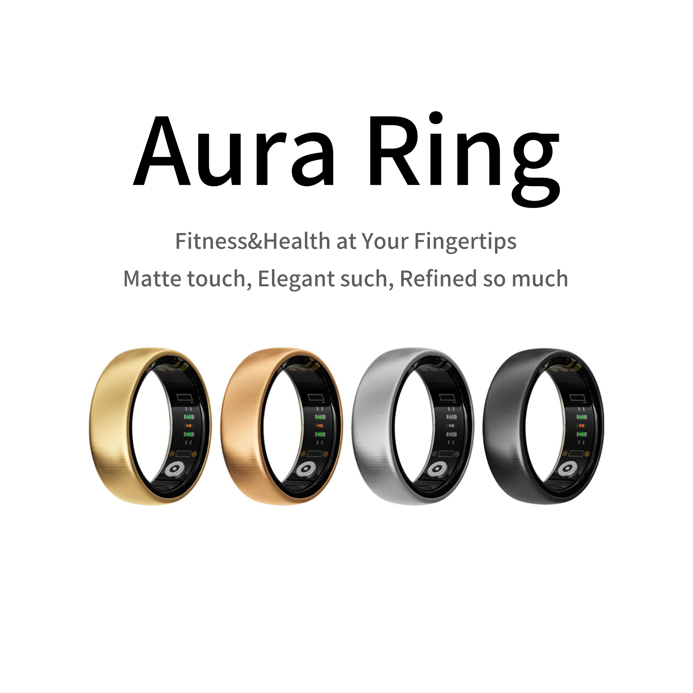 Women'S Fashion Rings Gold - แหวนอัจฉริยะ AURA Matt สำหรับออกกำลังกาย ตรวจสุขภาพ ตรวจการนอนหลับ