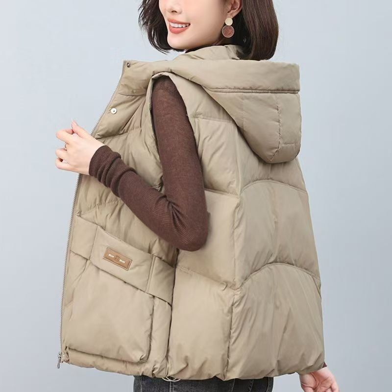 Puffer Vest Fashion Women - เสื้อกั๊กพัฟเฟอร์โอเวอร์ไซส์แฟชั่นสำหรับผู้หญิง ฤดูหนาว 2026 อุ่นหนา มีฮู้ด สวมใส่สบาย