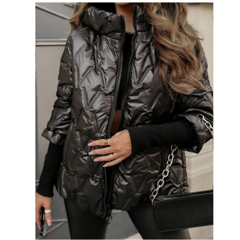 Women'S Fashion Quilted Jacket - เสื้อโค้ทแฟชั่นสตรีแบบมีฮู้ด ทรงหลวม ผ้าควิลท์ สำหรับฤดูหนาวปี 2025 มีกระเป๋า
