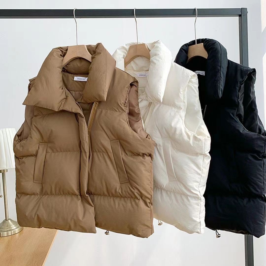 Puffer Vest Fashion Women - เสื้อกั๊กบุนวมผ้าฝ้ายแฟชั่นผู้หญิงฤดูหนาว 2026 คอตั้ง ซิป แขนกุด ทรงหลวม