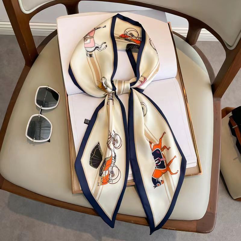 Women Fashion Necktie - Luxury Design ผ้าไหม Skinny Headwear ผ้าพันคอผู้หญิงพิมพ์ฤดูใบไม้ผลิคอผูกผมกระเป๋าริบบิ้นเข็มขัด