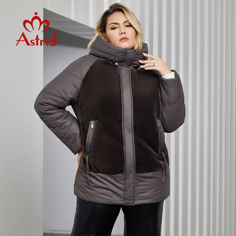 Women'S Fashion Quilted Jacket - Astrid เสื้อคลุมขนสัตว์เทียมมีฮู้ดสำหรับผู้หญิง, เสื้อโค้ทขนสัตว์แฟชั่นแบบเย็บให้ความอบอุ่นแจ็คเก็ตฤดูหนาวขนาดใหญ่พิเศษ