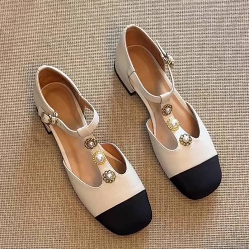 Women'S Fashion Sandals - รองเท้าส้นสูงหัวเหลี่ยมสำหรับผู้หญิง รองเท้าแฟชั่นฤดูร้อน ดีไซน์ใหม่ รองเท้าปาร์ตี้แบบมีหัวเข็มขัด รองเท้าส้นสูงผู้หญิง