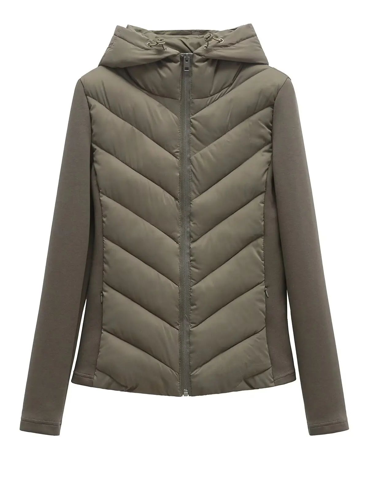 Women'S Fashion Quilted Jacket - เสื้อแจ็คเก็ตผ้าฝ้ายกันลมแบบมีฮู้ดสำหรับผู้หญิง ฤดูใบไม้ร่วง-ฤดูหนาว 2026 ดีไซน์หรูหราแบบแพทช์เวิร์ค สีเขียวทหาร ให้ความอบอุ่น