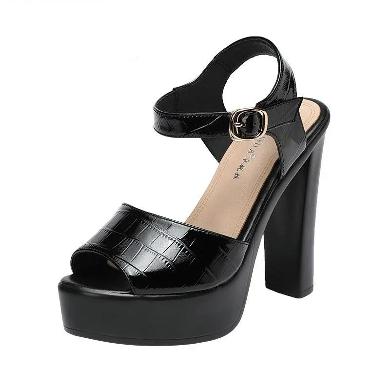Women'S Fashion Summer 2025 - 10 ซม.13 ซม.แฟชั่นรองเท้าแตะหนังแท้ Chunky Platform รองเท้าฤดูร้อน