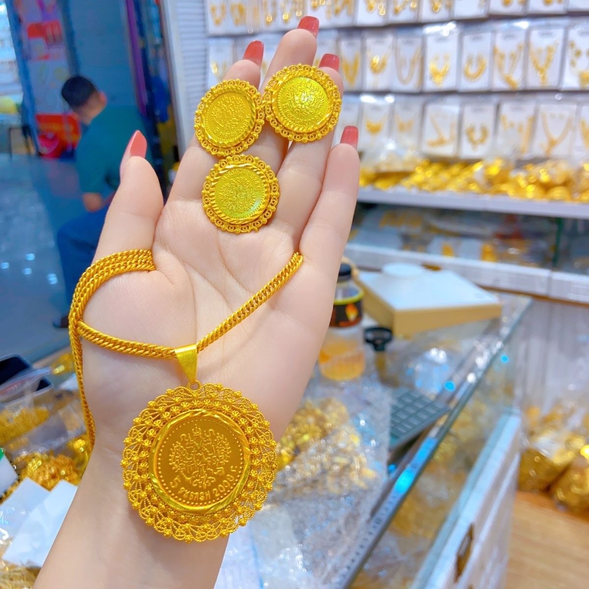 Women'S Fashion Rings Gold - ใหม่24K เครื่องประดับดูไบเจ้าสาวสร้อยคองานแต่งงานแหวนผู้หญิงของขวัญแฟชั่นชุดสามชิ้น YY10248