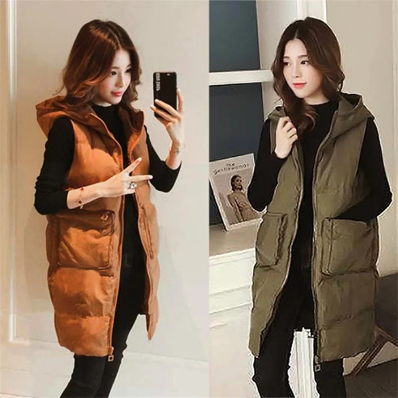 Puffer Vest Fashion Women - เสื้อกั๊กพัฟเฟอร์แบบมีฮู้ดสำหรับผู้หญิง รุ่นใหม่ประจำปี 2026 เสื้อกั๊กแขนกุดสำหรับฤดูหนาว ทรงหลวม แฟชั่นลำลองสำหรับผู้หญิง