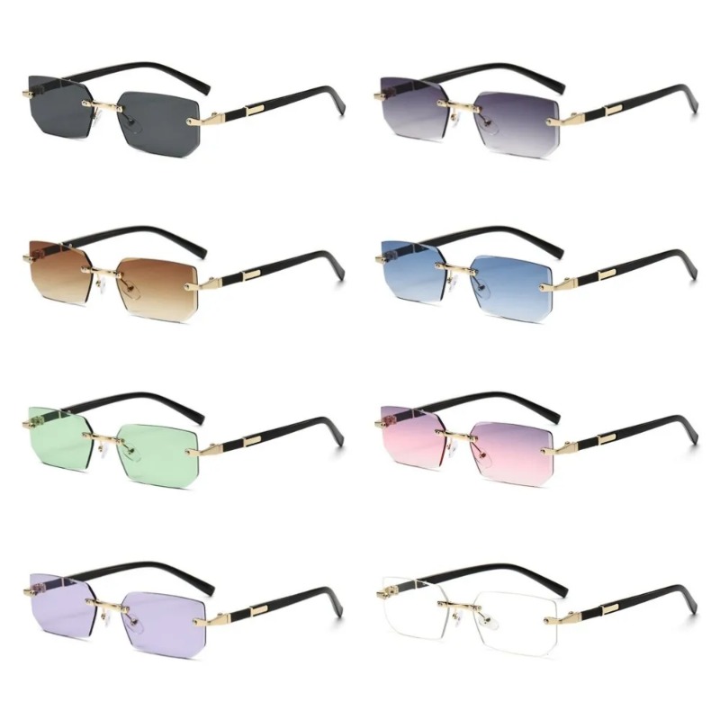 Women'S Fashion Eyeglasses - แว่นกันแดดไร้กรอบทันสมัยสำหรับผู้ชายและผู้หญิง ทรงสี่เหลี่ยมเล็ก แว่นกันแดดสไตล์เรโทร แบรนด์ดัง ป้องกันรังสียูวี 400