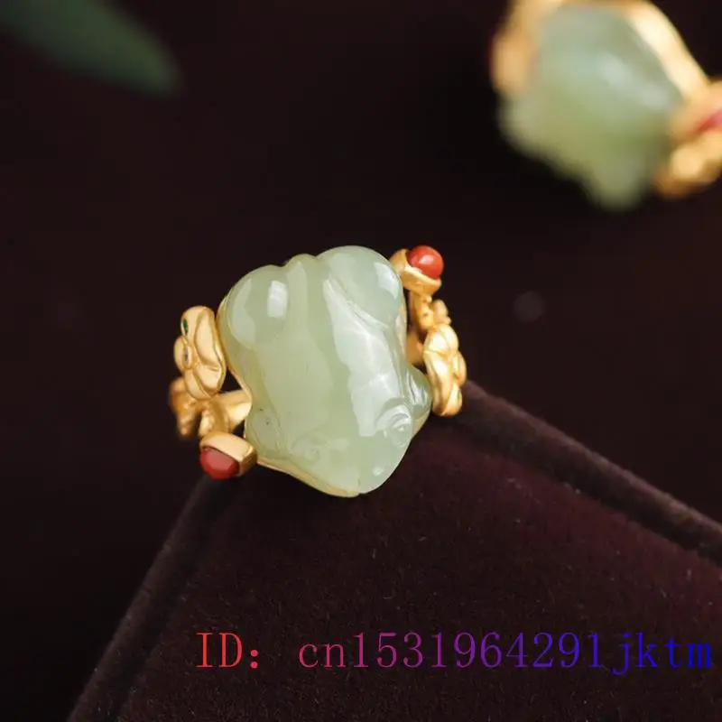หยกสีเขียวกบแหวน Charms ธรรมชา - Women Fashion Designers บทวิจารณ์และราคา