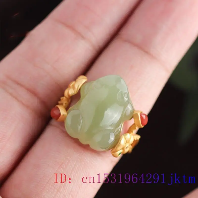 หยกสีเขียวกบแหวน Charms ธรรมชา - Women Fashion Designers บทวิจารณ์และราคา
