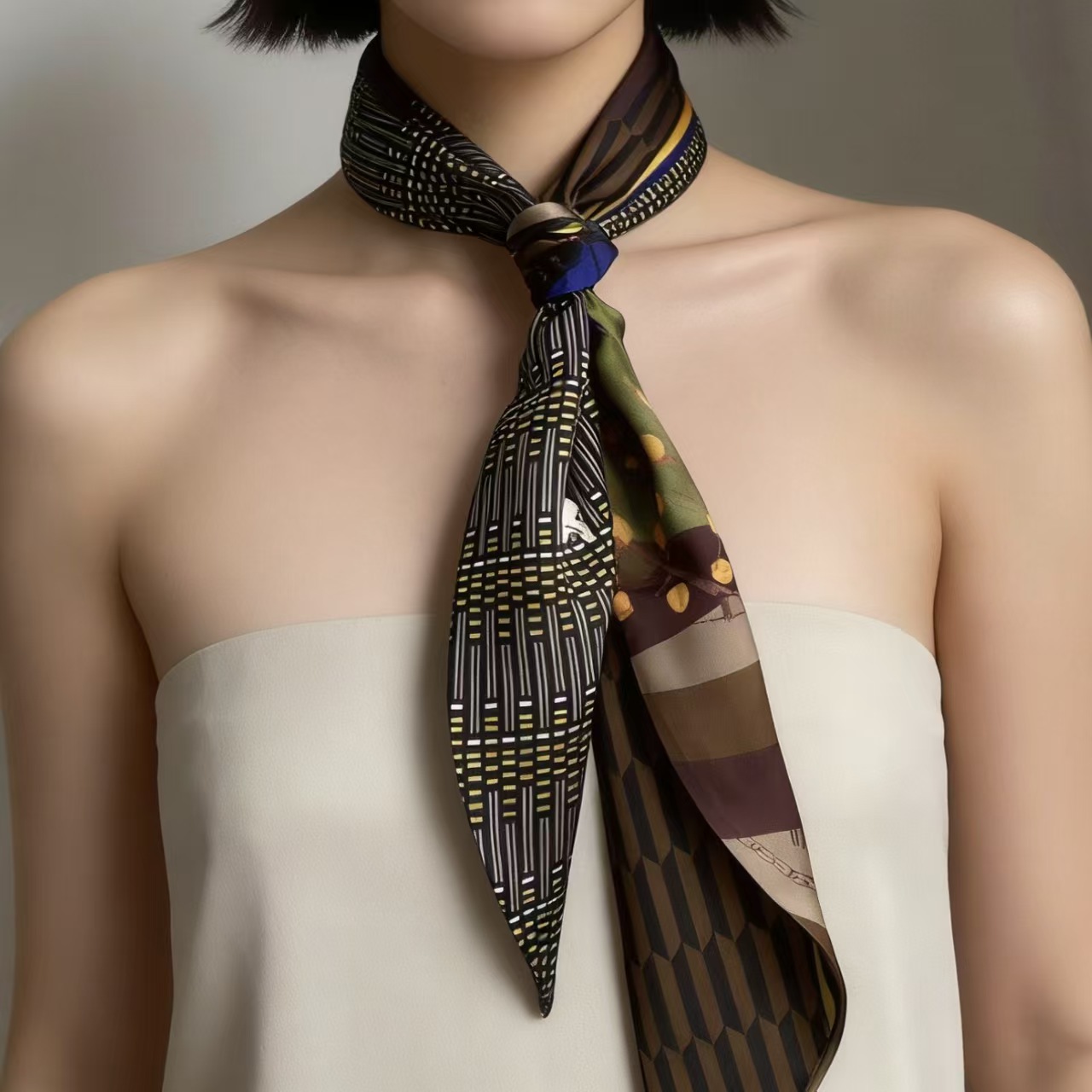 ผ้าพันคอไหมพิมพ์ลายหรูหรา ผ้าพ - Women Fashion Necktie บทวิจารณ์และราคา