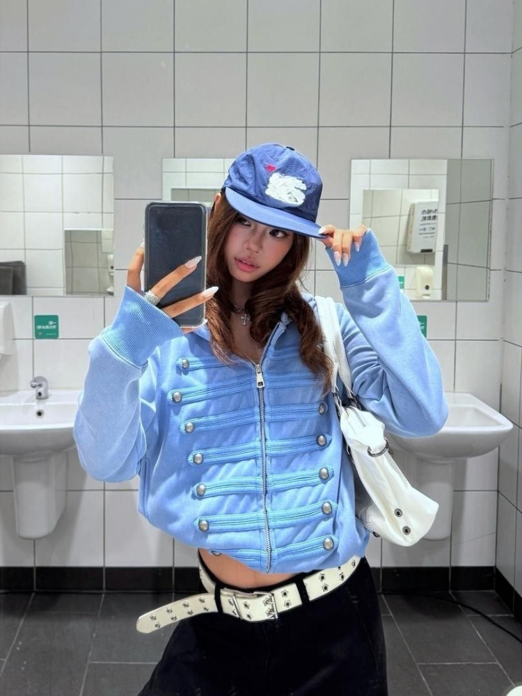 เสื้อโค้ทสตรีทแวร์แฟชั่นเกาหลี - Women'S Fashion Zip Up Hoodies บทวิจารณ์และราคา