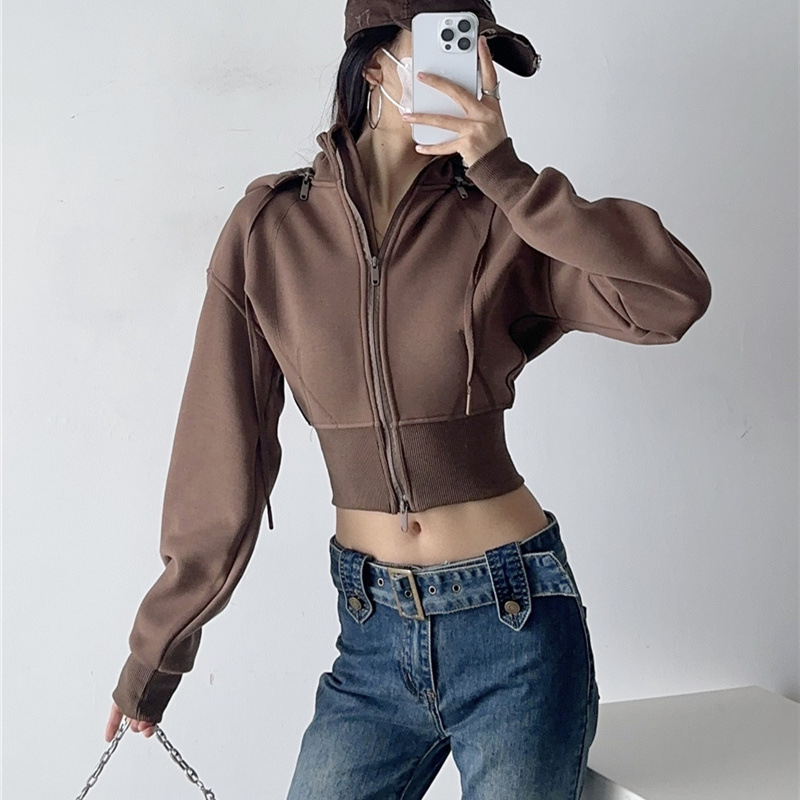 เสื้อฮู้ดดี้ครอปสำหรับผู้หญิง  - Women'S Fashion Zip Up Hoodies บทวิจารณ์และราคา