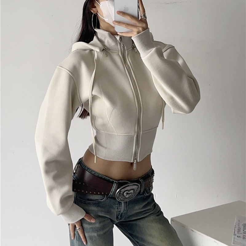 เสื้อฮู้ดดี้ครอปสำหรับผู้หญิง  - Women'S Fashion Zip Up Hoodies บทวิจารณ์และราคา