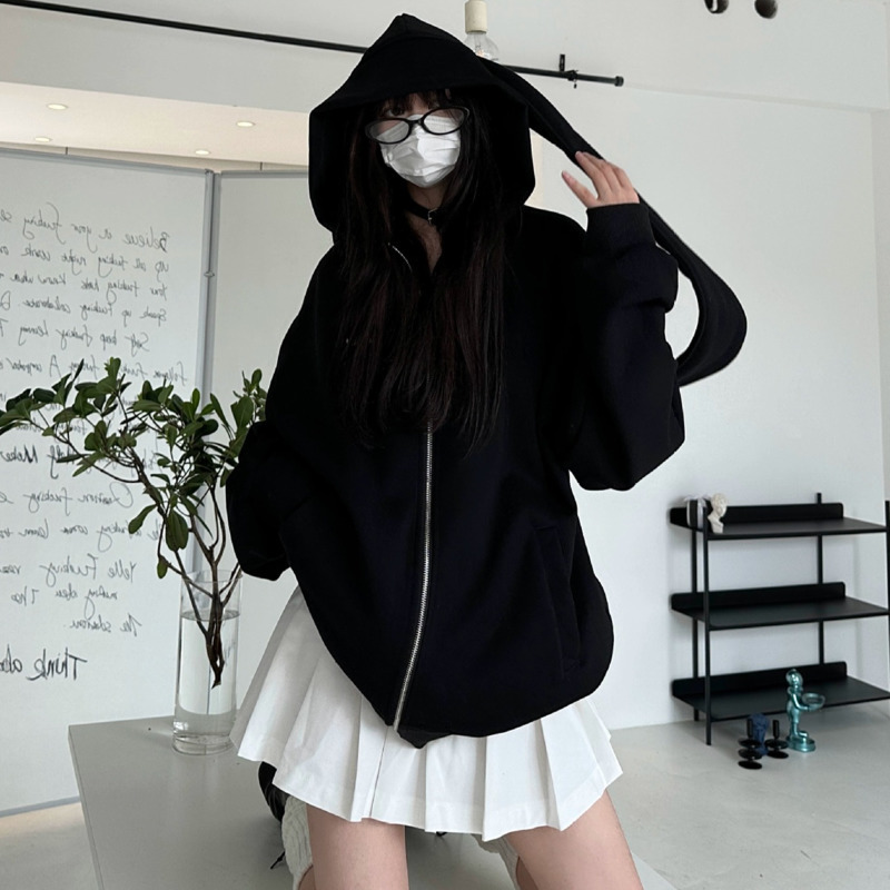เสื้อฮู้ดแขนยาวลายกระต่ายคาวาอ - Women'S Fashion Zip Up Hoodies บทวิจารณ์และราคา