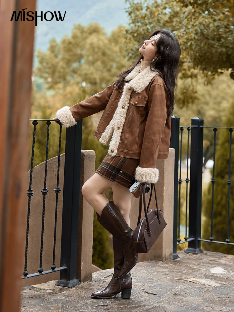 MISHOW หนังเสื้อขนสัตว์ผู้หญิง - Women'S Fashion Leather Jacket บทวิจารณ์และราคา