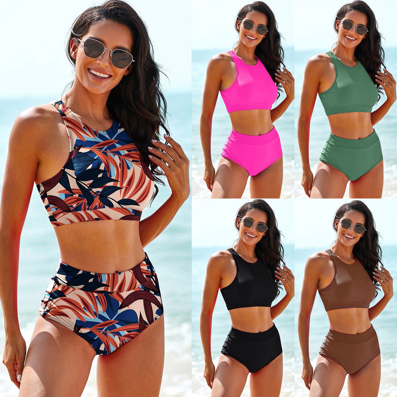 ชุดว่ายน้ำผู้หญิง สีพื้น ท็อปแ - Crop Top Women บทวิจารณ์และราคา
