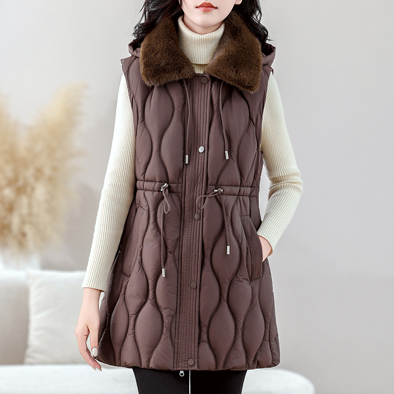 เสื้อกั๊กผู้หญิงแบบยาวปานกลางส - Puffer Vest Fashion Women บทวิจารณ์และราคา