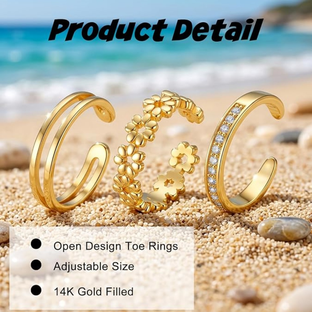 ชุดแหวนทองปรับขนาดได้ 3 วงสำหร - Women'S Fashion Rings Gold บทวิจารณ์และราคา