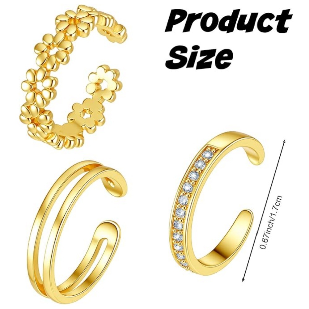 ชุดแหวนทองปรับขนาดได้ 3 วงสำหร - Women'S Fashion Rings Gold บทวิจารณ์และราคา