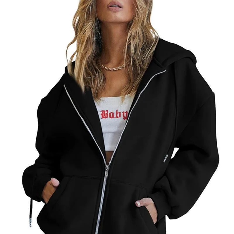 ผู้หญิงแฟชั่นสีทึบHoodies Eleg - Women'S Fashion Zip Up Hoodies บทวิจารณ์และราคา