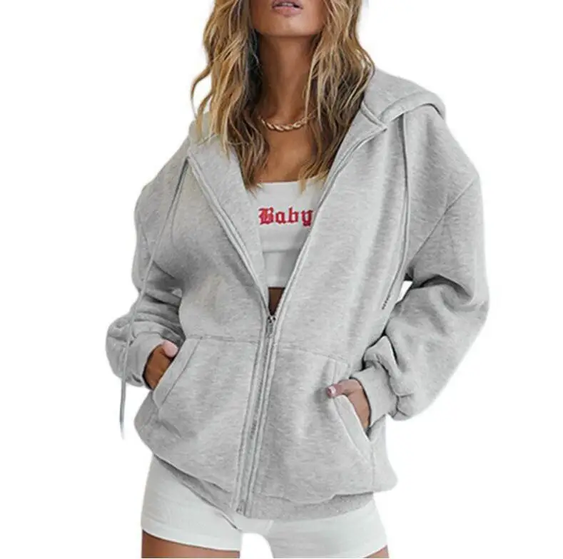 ผู้หญิงแฟชั่นสีทึบHoodies Eleg - Women'S Fashion Zip Up Hoodies บทวิจารณ์และราคา