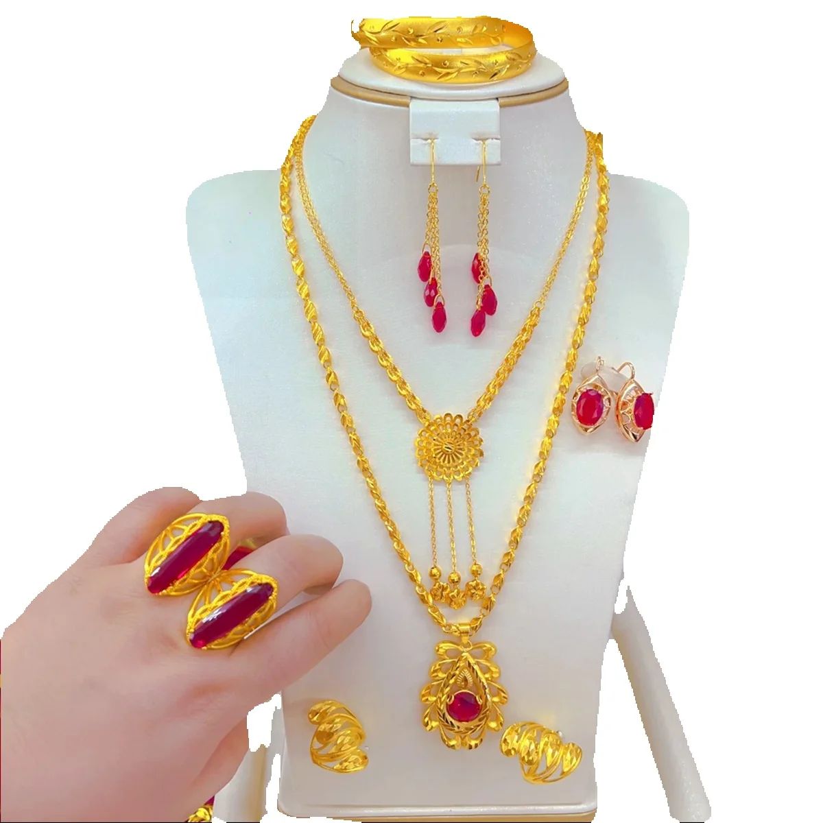 ชุดเครื่องประดับทองคำ 24K ชุบท - Women'S Fashion Rings Gold บทวิจารณ์และราคา