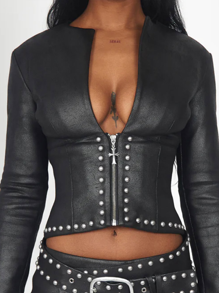 ชุดเซ็ต 2 ชิ้น เสื้อแจ็คเก็ตหน - Women'S Fashion Leather Jacket บทวิจารณ์และราคา
