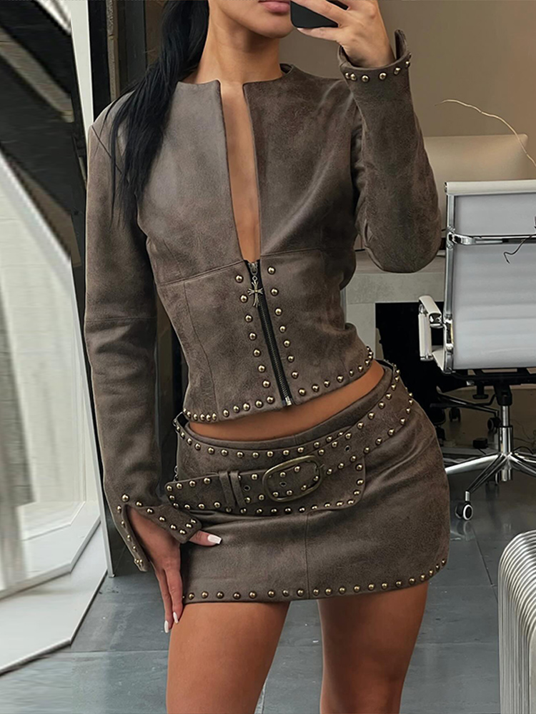 ชุดเซ็ต 2 ชิ้น เสื้อแจ็คเก็ตหน - Women'S Fashion Leather Jacket บทวิจารณ์และราคา