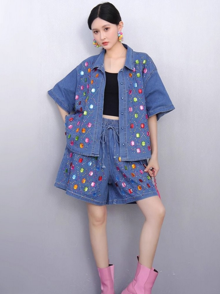 ชุดเซ็ตสองชิ้นแฟชั่นสำหรับผู้ห - Women'S Fashion Denim Jacket บทวิจารณ์และราคา