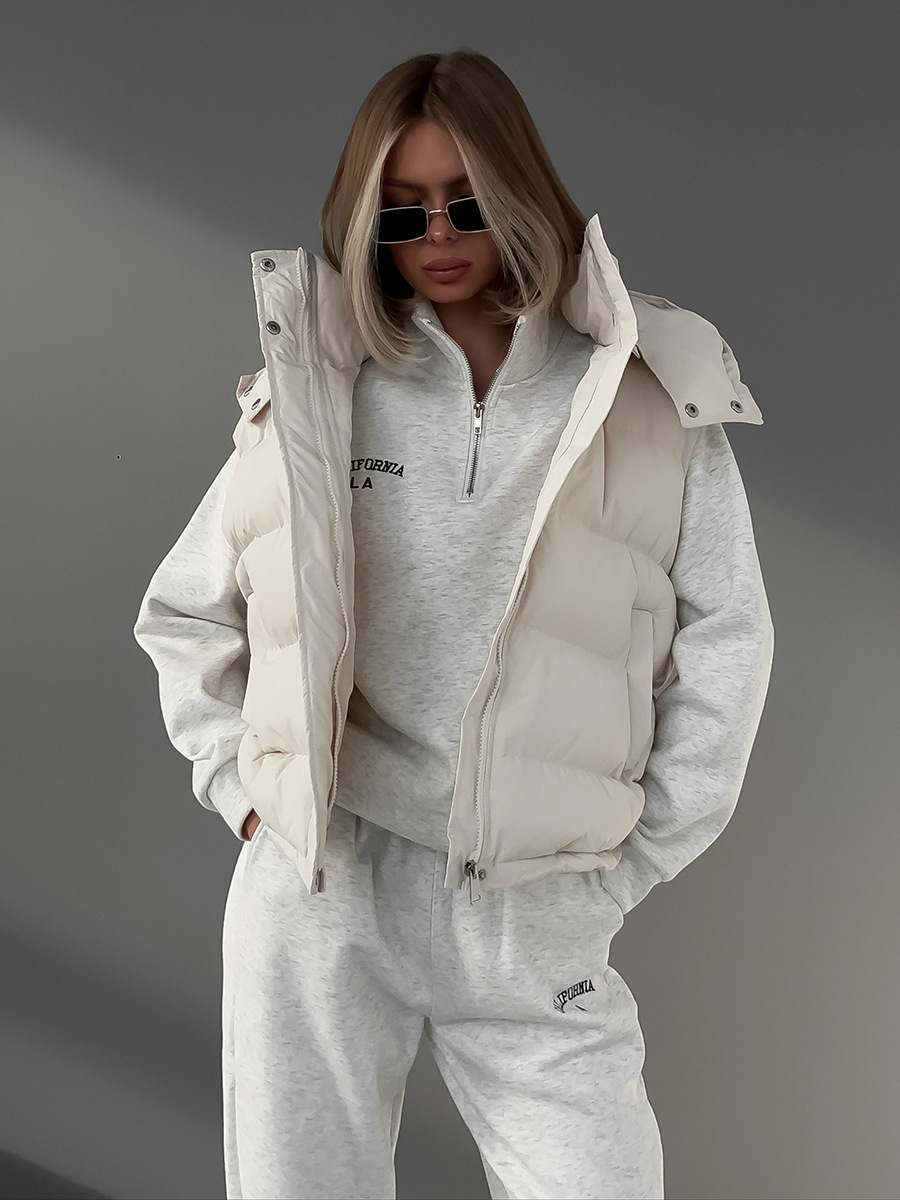 เสื้อกั๊กพัฟเฟอร์มีฮู้ดสำหรับผ - Puffer Vest Fashion Women บทวิจารณ์และราคา