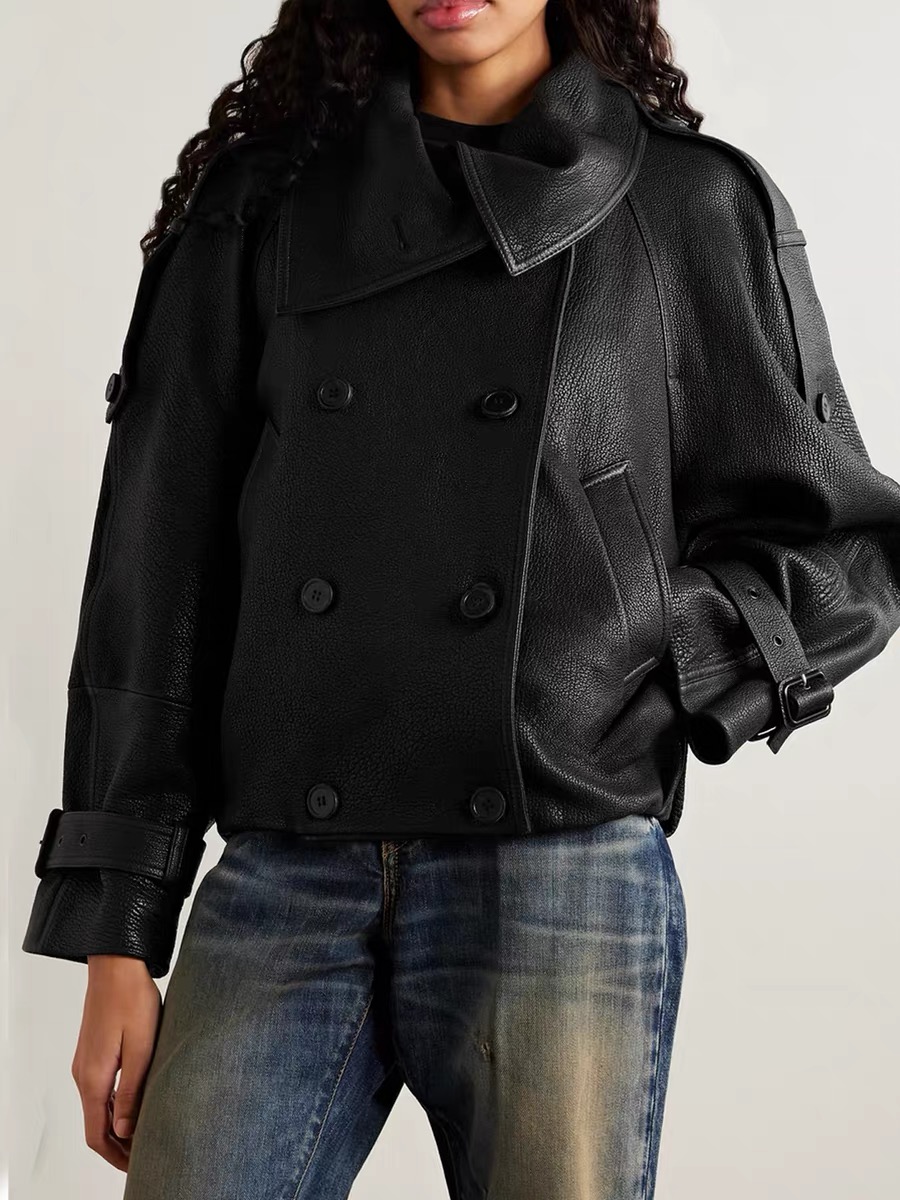 เสื้อแจ็คเก็ตหนังแท้แฟชั่นสำหร - Women'S Fashion Leather Jacket บทวิจารณ์และราคา