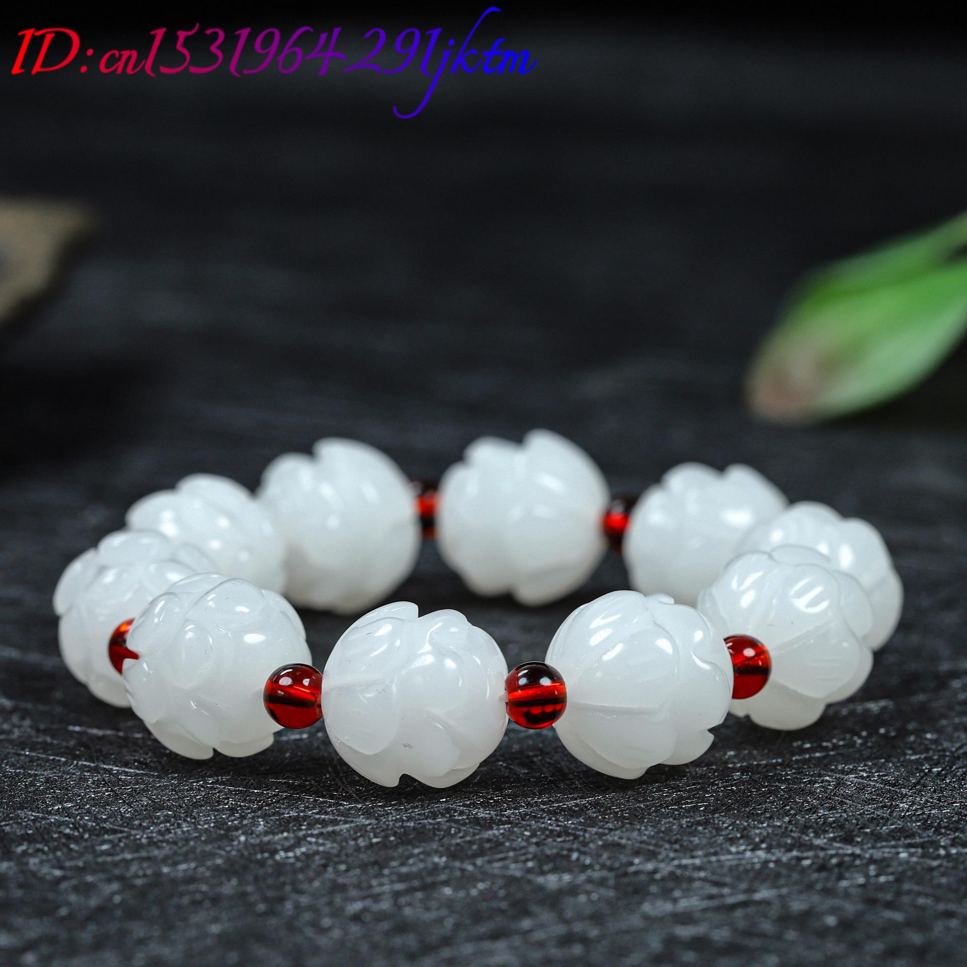 หยกขาวแท้ สร้อยข้อมือลายดอกบัว - Women Fashion Designers บทวิจารณ์และราคา