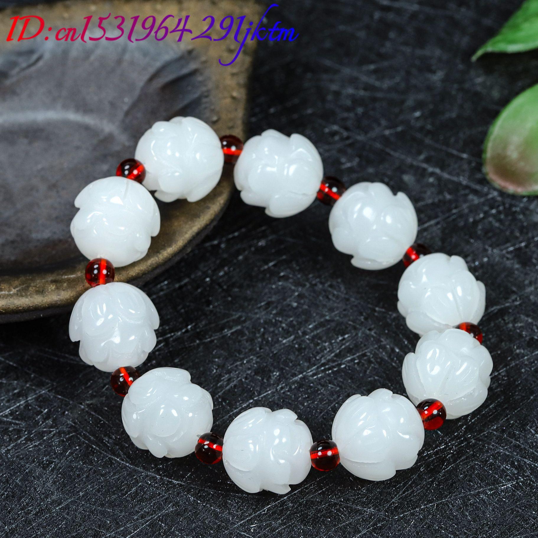 หยกขาวแท้ สร้อยข้อมือลายดอกบัว - Women Fashion Designers บทวิจารณ์และราคา