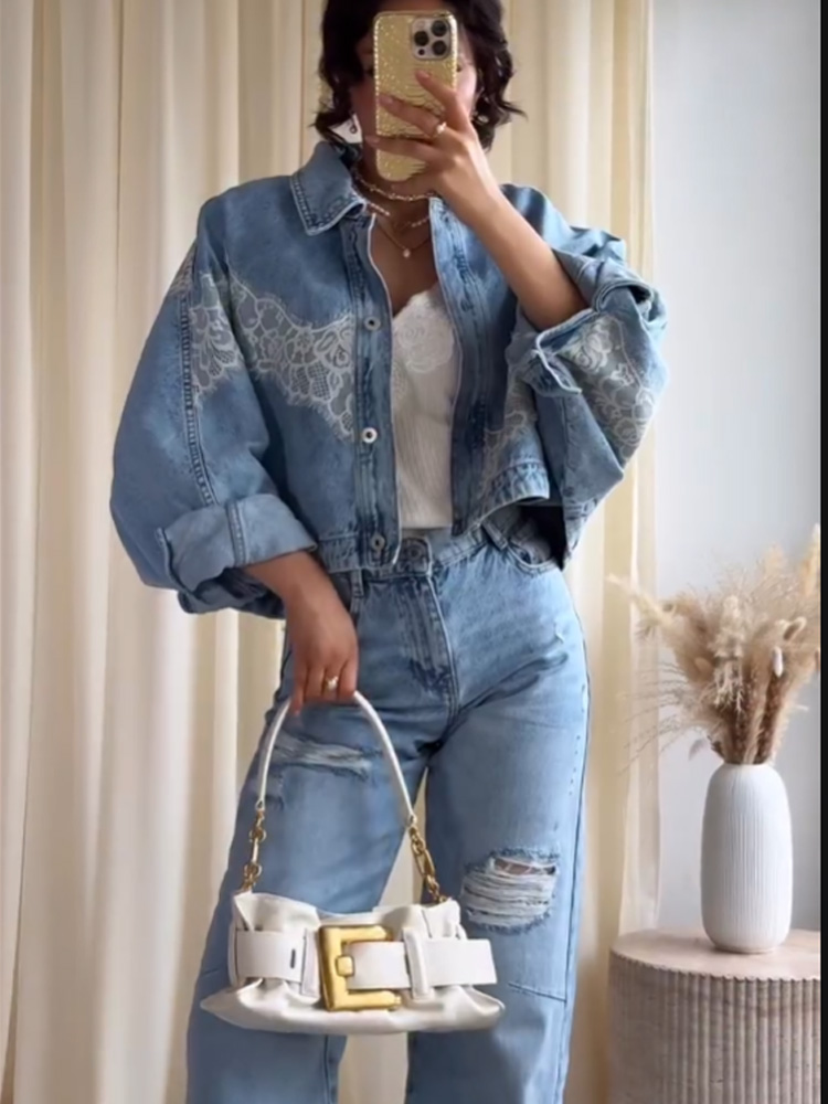 ชุดเซ็ต 2 ชิ้น เสื้อแจ็คเก็ตเด - Women'S Fashion Denim Jacket บทวิจารณ์และราคา