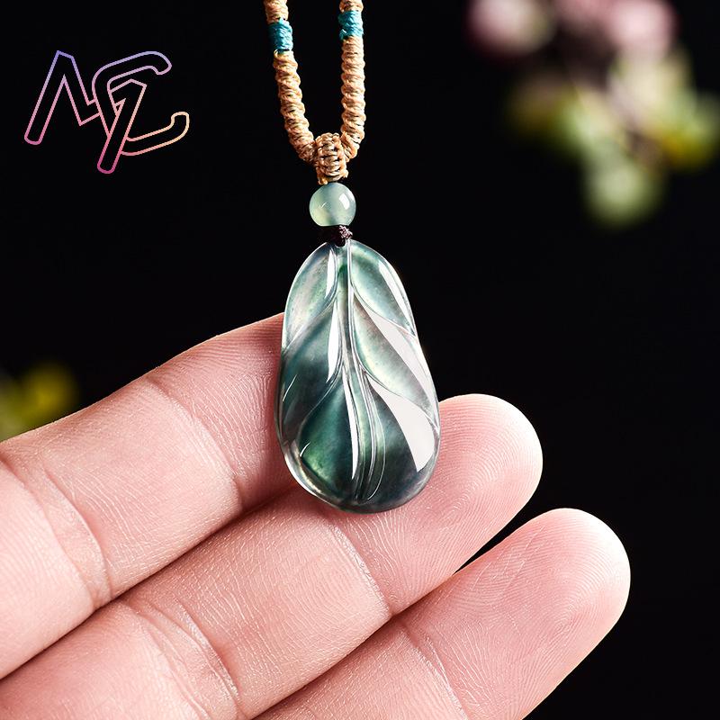 จี้หยกพม่ารูปใบไม้ ของขวัญสำหร - Women Fashion Designers บทวิจารณ์และราคา