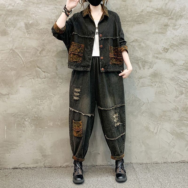 ชุดคาวบอยสไตล์เรโทรสำหรับผู้หญ - Women'S Fashion Denim Jacket บทวิจารณ์และราคา