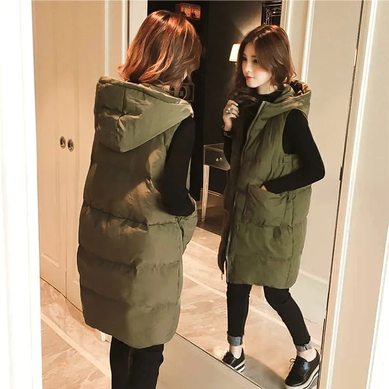 เสื้อกั๊กพัฟเฟอร์แบบมีฮู้ดสำหร - Puffer Vest Fashion Women บทวิจารณ์และราคา