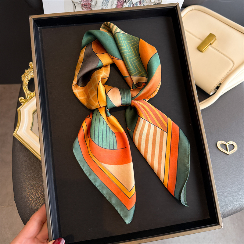 ผ้าพันคอไหมพิมพ์ลายเรขาคณิตใหม - Women Fashion Necktie บทวิจารณ์และราคา